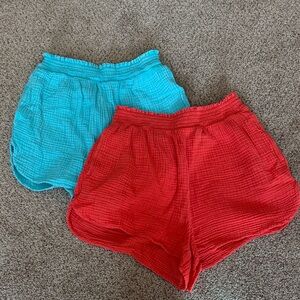 Aerie Vibrant Red and Blue Comfy Shorts